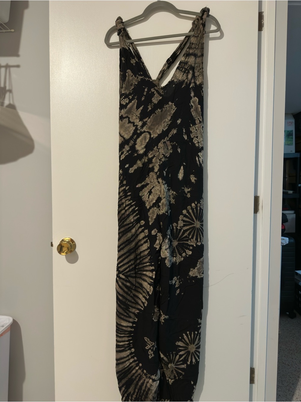 Women's Black & Tan Tie-Dye Jumpsuit